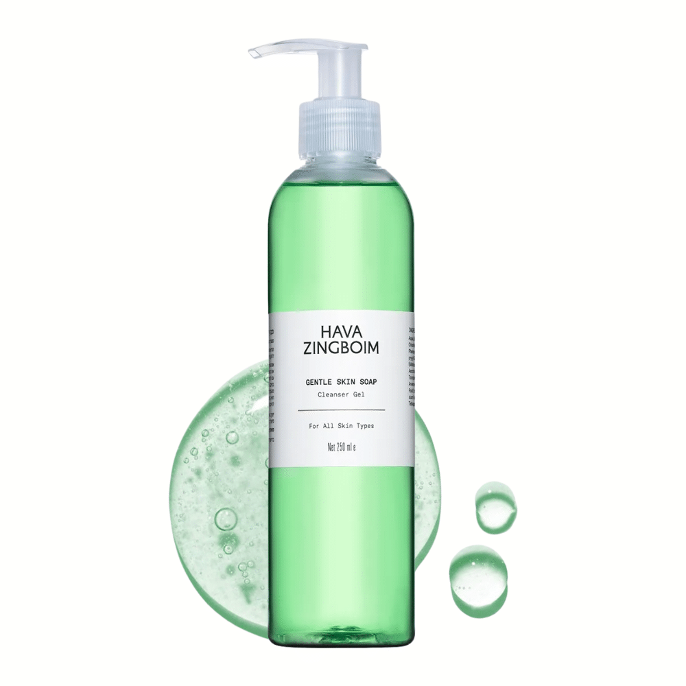 סבון ירוק לעור עדין של חוה זינגבוים בבקבוק משאבה ירוק