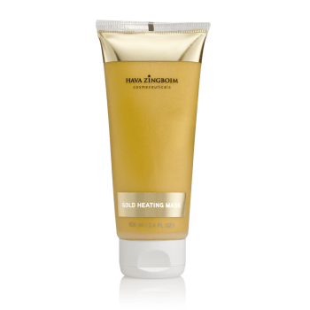 מסכת זהב מחממת של חוה זינגבוים באריזה מוזהבת